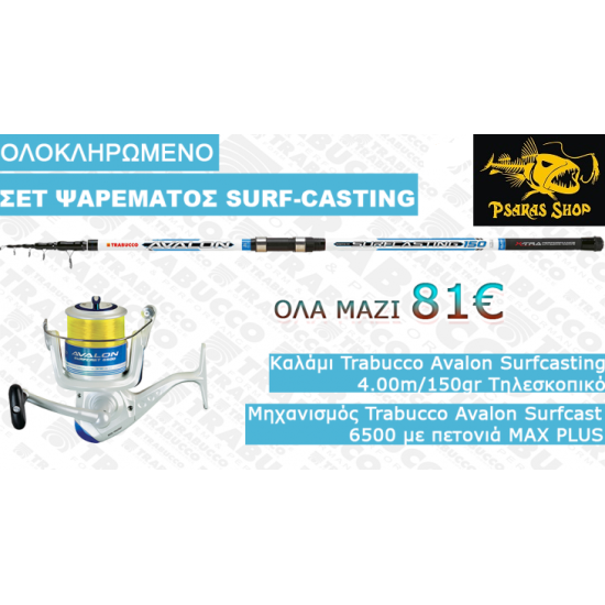 ΣΕΤ ΨΑΡΕΜΑΤΟΣ Νο 03Α/ SURF CASTING- AVALON 4.00m/150gr+ AVALON 6500 ΣΕΤ ΨΑΡΕΜΑΤΟΣ Νο 03Α/ SURF CASTING- AVALON 4.00m/150gr+ AVALON 6500