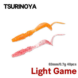TSURINOYA BOUNDEN 63mm 0.7gr 40pcs Light Game Ajing Artificial Soft Bait