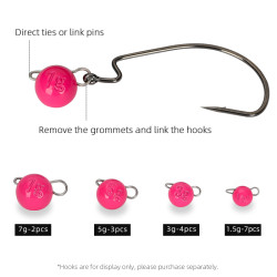 TSURINOYA Tungsten Cheburashka Steel Jig Head 1.5/3/5/7g Lead Sinker Soft Lure Texas PINK TSURINOYA Tungsten Cheburashka Steel Jig Head 1.5/3/5/7g Lead Sinker Soft Lure Texas PINK
