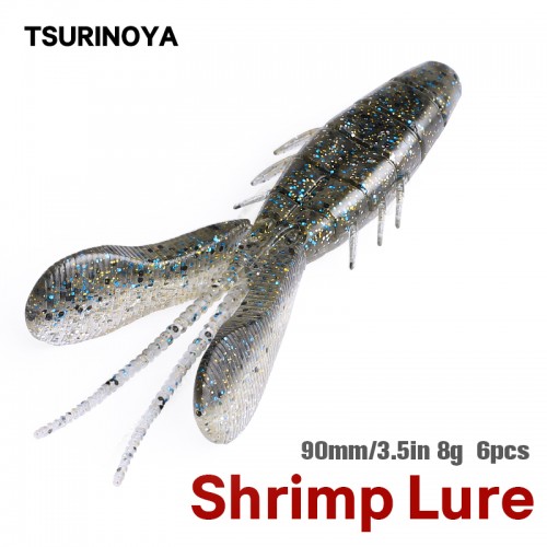 TSURINOYA CRAYFISH Shrimp Soft Fishing Lure 90mm 8g 6pcs