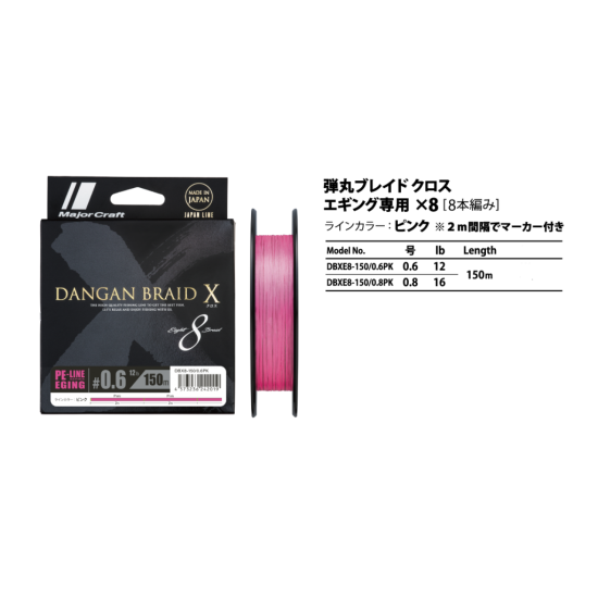 Νημα Major Craft Dangan Braid X Eging Νημα Major Craft Dangan Braid X Eging ΝΗΜΑΤΑ