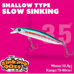 Τεχνητο  TSURINOYA 90SS Slow Sinking Minnow 90mm 10.8gr