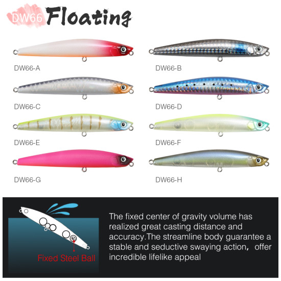 Τεχνητο TSURINOYA DW66 98mm 9.2g Floating Top Water Τεχνητο TSURINOYA DW66 98mm 9.2g Floating Top Water
