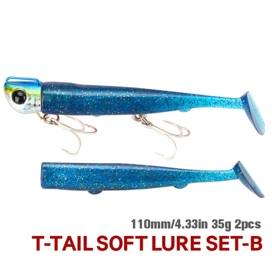 Σιλικονη TSURINOYA T Tail Soft Lure Set 110mm 35g 2pcs Σιλικονη TSURINOYA T Tail Soft Lure Set 110mm 35g 2pcs