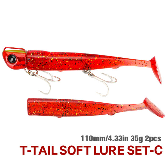 Σιλικονη TSURINOYA T Tail Soft Lure Set 110mm 35g 2pcs Σιλικονη TSURINOYA T Tail Soft Lure Set 110mm 35g 2pcs