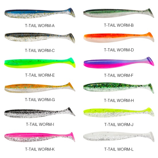Σιλικονες TSURINOYA T Tail worm 55mm 65mm 75mm 88mm 100mm 120mm Σιλικονες TSURINOYA T Tail worm 55mm 65mm 75mm 88mm 100mm 120mm