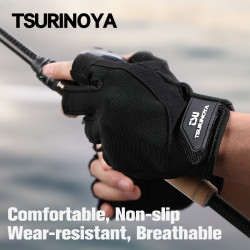 TSURINOYA Summer Sun Protection Half Finger Fishing Gloves 