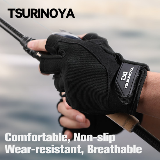TSURINOYA Summer Sun Protection Half Finger Fishing Gloves TSURINOYA Summer Sun Protection Half Finger Fishing Gloves