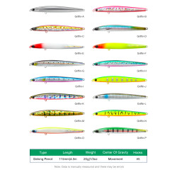 Τεχνητο  Tsurinoya Griffin 115S 20gr Sinking Pencil