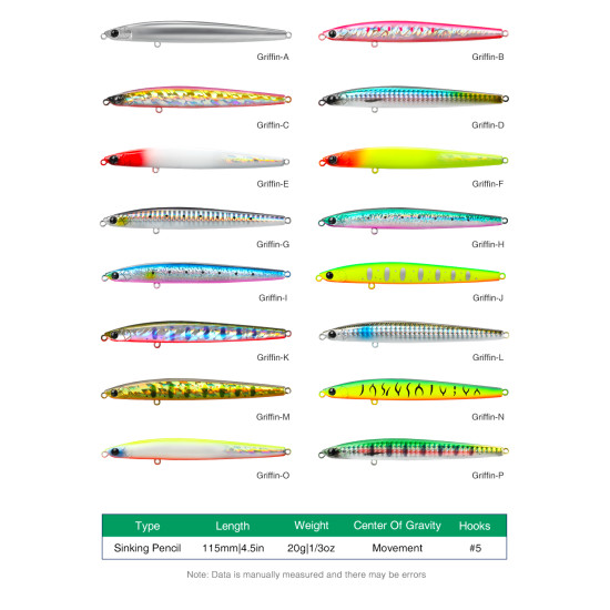 Τεχνητο Tsurinoya Griffin 115S 20gr Sinking Pencil Τεχνητο Tsurinoya Griffin 115S 20gr Sinking Pencil