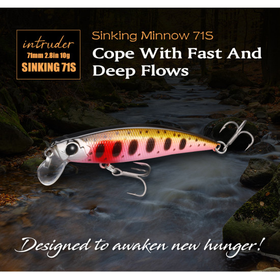 Τεχνητο TSURINOYA INTRUDER 71S 10gr Sinking Minnow Τεχνητο TSURINOYA INTRUDER 71S 10gr Sinking Minnow