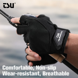 TSURINOYA Summer Sun Protection Half Finger Fishing Gloves 