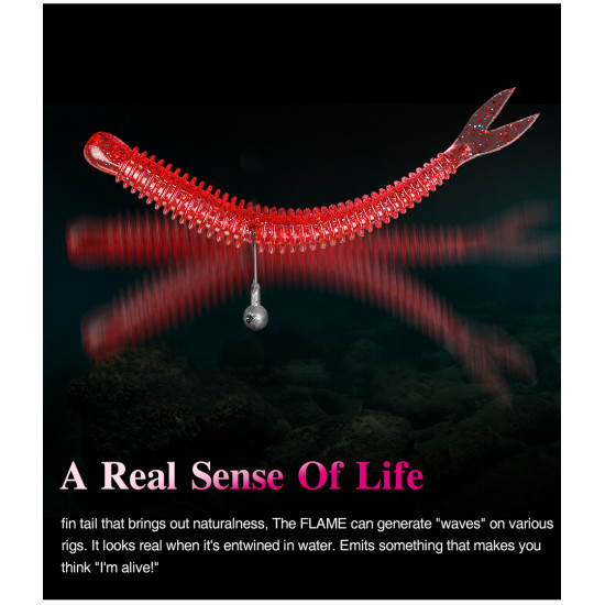 TSURINOYA FLAME Silicone Worm 1.8g 18pcs TSURINOYA FLAME Silicone Worm 1.8g 18pcs