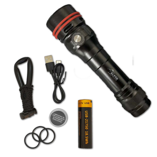 Καταδυτικός Φακός Alpin HydroSphere 2 1800LM – 100m, με Ένδειξη Μπαταρίας Καταδυτικός Φακός Alpin HydroSphere 2 1800LM – 100m, με Ένδειξη Μπαταρίας