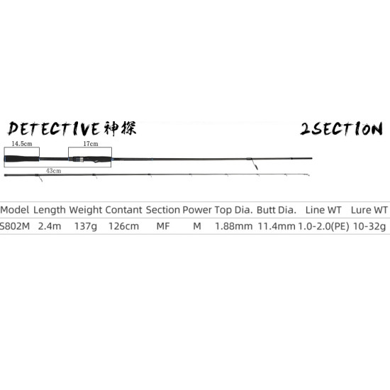 Καλάμι Spinning Tsurinoya Detective S802M 2.40m Καλάμι Spinning Tsurinoya Detective S802M 2.40m