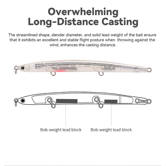 Τεχνητό Tsurinoya Sinking Pencil DW47 110mm/12g