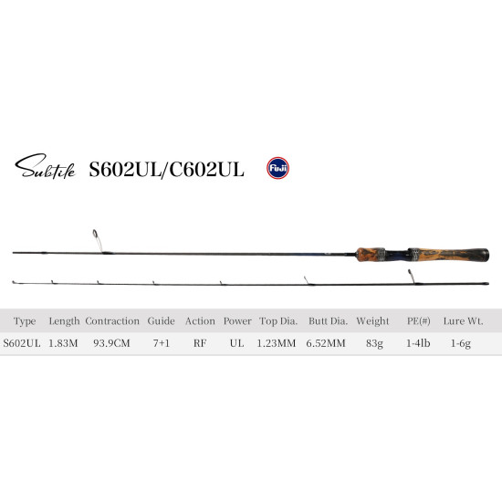 Καλάμι ULRF TSURINOYA SUBTILE S602UL 1.83m 1-6g Καλάμι ULRF TSURINOYA SUBTILE S602UL 1.83m 1-6g