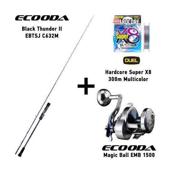 ΣΕΤ Combo Slow Jigging Ecooda Black Thunder II EBTSJ C632M + Ecooda Magic Ball EMB 1500 + Duel Hardcore Super X8 300m Multicolor ΣΕΤ Combo Slow Jigging Ecooda Black Thunder II EBTSJ C632M + Ecooda Magic Ball EMB 1500 + Duel Hardcore Super X8 300m Multicolor